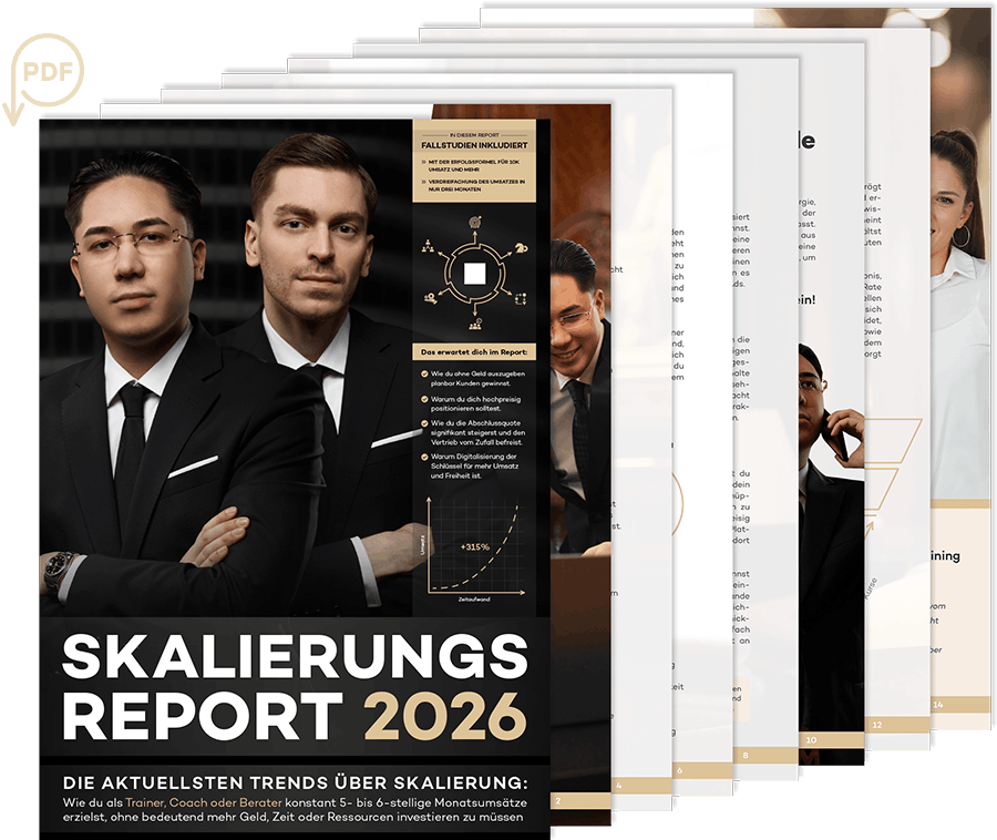 Skalierungs-Report als PDF — Titelseite und Innenseiten